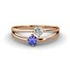 1 - Ria 4.00 mm Round Tanzanite and Lab Grown Diamond Split Shank 2 Stone Engagement Ring 