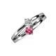 3 - Ria 4.00 mm Round Pink Tourmaline and Lab Grown Diamond Split Shank 2 Stone Engagement Ring 