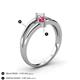 4 - Ria 4.00 mm Round Pink Tourmaline and Lab Grown Diamond Split Shank 2 Stone Engagement Ring 