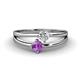 1 - Ria 4.00 mm Round Amethyst and Lab Grown Diamond Split Shank 2 Stone Engagement Ring 