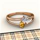 2 - Ria 4.00 mm Round Citrine and Lab Grown Diamond Split Shank 2 Stone Engagement Ring 