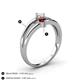 4 - Ria 4.00 mm Round Red Garnet and Lab Grown Diamond Split Shank 2 Stone Engagement Ring 