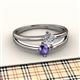 2 - Ria 4.00 mm Round Iolite and Lab Grown Diamond Split Shank 2 Stone Engagement Ring 