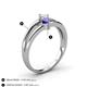 4 - Ria 4.00 mm Round Iolite and Lab Grown Diamond Split Shank 2 Stone Engagement Ring 