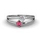 1 - Ria 4.00 mm Round Rhodolite Garnet and Lab Grown Diamond Split Shank 2 Stone Engagement Ring 