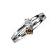 3 - Ria 4.00 mm Round Smoky Quartz and Lab Grown Diamond Split Shank 2 Stone Engagement Ring 