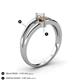 4 - Ria 4.00 mm Round Smoky Quartz and Lab Grown Diamond Split Shank 2 Stone Engagement Ring 