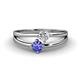1 - Ria 4.00 mm Round Tanzanite and Lab Grown Diamond Split Shank 2 Stone Engagement Ring 