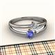 2 - Ria 4.00 mm Round Tanzanite and Lab Grown Diamond Split Shank 2 Stone Engagement Ring 