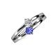 3 - Ria 4.00 mm Round Tanzanite and Lab Grown Diamond Split Shank 2 Stone Engagement Ring 