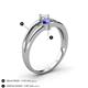 4 - Ria 4.00 mm Round Tanzanite and Lab Grown Diamond Split Shank 2 Stone Engagement Ring 