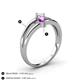 4 - Ria 4.00 mm Round Amethyst and Lab Grown Diamond Split Shank 2 Stone Engagement Ring 