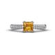 1 - Serina Classic Princess Cut Citrine and Round Lab Grown Diamond 3 Row Micro Pave Shank Engagement Ring 