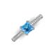 3 - Serina Classic Princess Cut Blue Topaz and Round Lab Grown Diamond 3 Row Micro Pave Shank Engagement Ring 