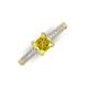 3 - Serina Classic Princess Cut Lab Created Yellow Sapphire and Round Lab Grown Diamond 3 Row Micro Pave Shank Engagement Ring 