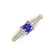 3 - Serina Classic Princess Cut Tanzanite and Round Lab Grown Diamond 3 Row Micro Pave Shank Engagement Ring 