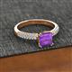 2 - Serina Classic Princess Cut Amethyst and Round Lab Grown Diamond 3 Row Micro Pave Shank Engagement Ring 