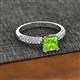 2 - Serina Classic Princess Cut Peridot and Round Lab Grown Diamond 3 Row Micro Pave Shank Engagement Ring 