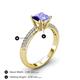 4 - Serina Classic Princess Cut Tanzanite and Round Lab Grown Diamond 3 Row Micro Pave Shank Engagement Ring 