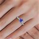 5 - Serina Classic Princess Cut Tanzanite and Round Lab Grown Diamond 3 Row Micro Pave Shank Engagement Ring 