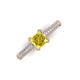 3 - Serina Classic Princess Cut Lab Created Yellow Sapphire and Round Lab Grown Diamond 3 Row Micro Pave Shank Engagement Ring 