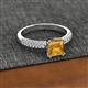 2 - Serina Classic Princess Cut Citrine and Round Lab Grown Diamond 3 Row Micro Pave Shank Engagement Ring 
