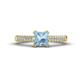 1 - Serina Classic Princess Cut Aquamarine and Round Lab Grown Diamond 3 Row Micro Pave Shank Engagement Ring 