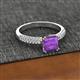 2 - Serina Classic Princess Cut Amethyst and Round Lab Grown Diamond 3 Row Micro Pave Shank Engagement Ring 