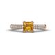 1 - Serina Classic Princess Cut Citrine and Round Lab Grown Diamond 3 Row Micro Pave Shank Engagement Ring 
