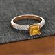 2 - Serina Classic Princess Cut Citrine and Round Lab Grown Diamond 3 Row Micro Pave Shank Engagement Ring 