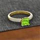 2 - Serina Classic Princess Cut Peridot and Round Lab Grown Diamond 3 Row Micro Pave Shank Engagement Ring 