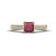 1 - Serina Classic Princess Cut Lab Created Ruby and Round Lab Grown Diamond 3 Row Micro Pave Shank Engagement Ring 