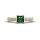 1 - Serina Classic Princess Cut Lab Created Alexandrite and Round Lab Grown Diamond 3 Row Micro Pave Shank Engagement Ring 