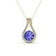 1 - Lauren 6.50 mm Round Tanzanite and Diamond Accent Teardrop Pendant Necklace 
