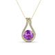 1 - Lauren 6.50 mm Round Amethyst and Diamond Accent Teardrop Pendant Necklace 