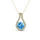 1 - Lauren 6.50 mm Round Blue Topaz and Diamond Accent Teardrop Pendant Necklace 