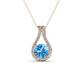 1 - Lauren 6.50 mm Round Blue Topaz and Diamond Accent Teardrop Pendant Necklace 