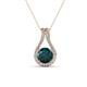 1 - Lauren 6.50 mm Round London Blue Topaz and Diamond Accent Teardrop Pendant Necklace 