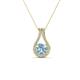 1 - Lauren 5.00 mm Round Aquamarine and Diamond Accent Teardrop Pendant Necklace 