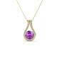 1 - Lauren 5.00 mm Round Amethyst and Diamond Accent Teardrop Pendant Necklace 