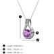 3 - Lauren 5.00 mm Round Amethyst and Diamond Accent Teardrop Pendant Necklace 