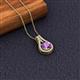 2 - Lauren 6.50 mm Round Amethyst and Diamond Accent Teardrop Pendant Necklace 