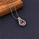 2 - Lauren 6.50 mm Round Rhodolite Garnet and Diamond Accent Teardrop Pendant Necklace 