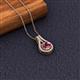 2 - Lauren 6.50 mm Round Rhodolite Garnet and Diamond Accent Teardrop Pendant Necklace 