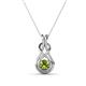 1 - Amanda 4.00 mm Round Peridot Solitaire Infinity Love Knot Pendant Necklace 