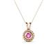 1 - Juliya 4.00 mm Round Pink Sapphire Rope Edge Bezel Set Solitaire Pendant Necklace 