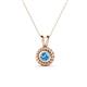 1 - Juliya 4.00 mm Round Blue Topaz Rope Edge Bezel Set Solitaire Pendant Necklace 