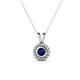 1 - Juliya 4.00 mm Round Blue Sapphire Rope Edge Bezel Set Solitaire Pendant Necklace 