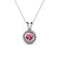 1 - Juliya 5.00 mm Round Pink Tourmaline Rope Edge Bezel Set Solitaire Pendant Necklace 