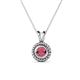 1 - Juliya 5.00 mm Round Rhodolite Garnet Rope Edge Bezel Set Solitaire Pendant Necklace 